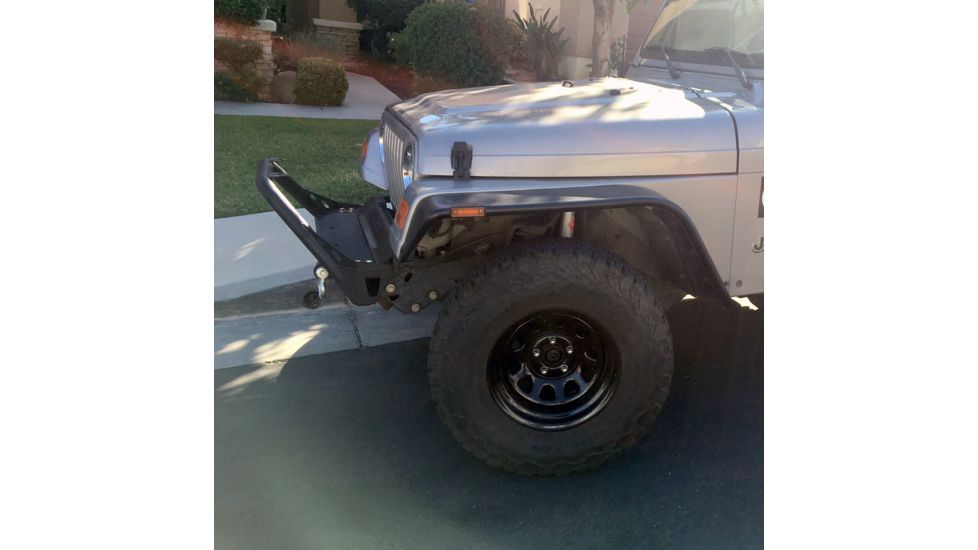 Tuff Stuff Overland Stubby Front Winch Bumper for 87-06 Jeep Wrangler TJ/YJ, Matte, Black, NSN N, TS-FB-8706-STB