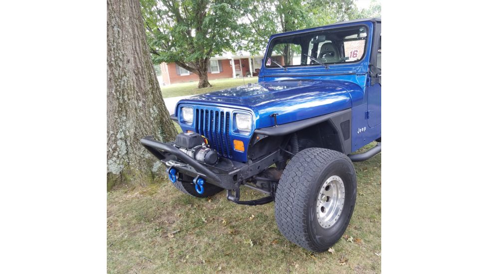 Tuff Stuff Overland Stubby Front Winch Bumper for 87-06 Jeep Wrangler TJ/YJ, Matte, Black, NSN N, TS-FB-8706-STB