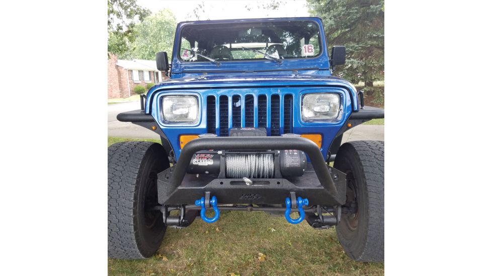 Tuff Stuff Overland Stubby Front Winch Bumper for 87-06 Jeep Wrangler TJ/YJ, Matte, Black, NSN N, TS-FB-8706-STB