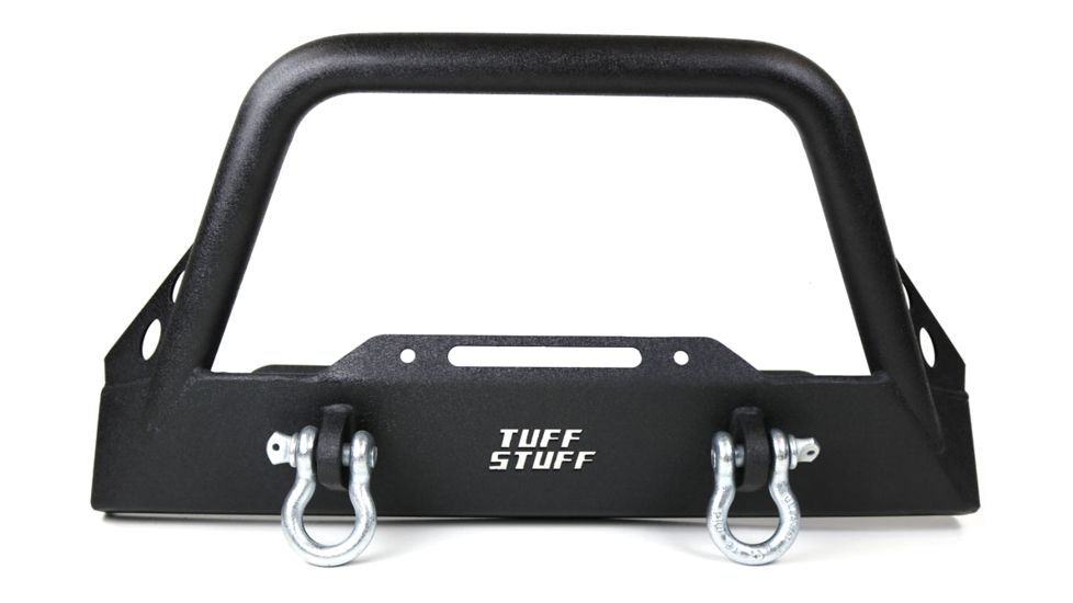 Tuff Stuff Overland Stubby Front Winch Bumper for 87-06 Jeep Wrangler TJ/YJ, Matte, Black, NSN N, TS-FB-8706-STB