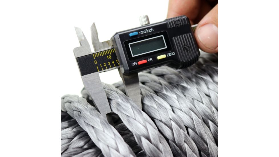 Tuff Stuff Overland Synthetic Winch Rope, 100 Foot x 1/2 Inch, 21 145 Lb Capacity, Black, NSN N, TS-SYN-12-GR