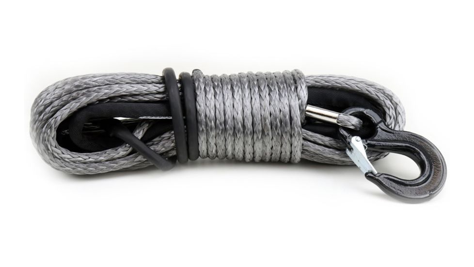 Tuff Stuff Overland Synthetic Winch Rope, 100 Foot x 1/2 Inch, 21 145 Lb Capacity, Black, NSN N, TS-SYN-12-GR