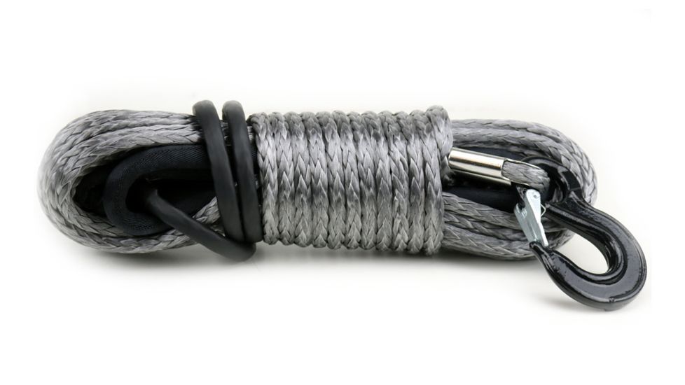 Tuff Stuff Overland Synthetic Winch Rope, 85 Foot x 3/4 Inch, 17 500 Lb Capacity, Black, NSN N, TS-SYN-34-GR