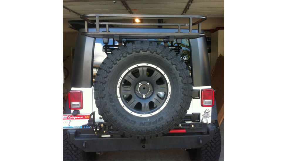 Tuff Stuff Overland Tire Carrier Mounted Storage &amp; Cooler Rack System for 2 x 2 Inch Carriers, NSN N, TS-TCICR