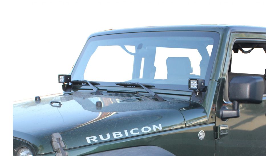 Tuff Stuff Overland Windshield Light Mounting Brackets for 07-18 Jeep Wrangler JK, Black, NSN N, TS-WLM-JK