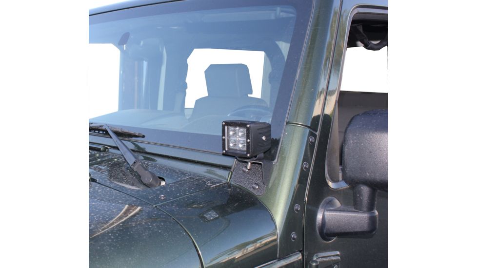 Tuff Stuff Overland Windshield Light Mounting Brackets for 07-18 Jeep Wrangler JK, Black, NSN N, TS-WLM-JK
