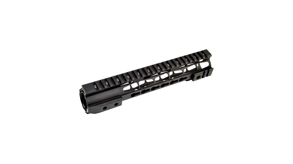 USED Tuff Zone AR-10 Handguard 10in, w/ Short Quads Clamp, On KeyMod Free Float, Hard Andonized, TZ-MRF30810, EDEMO1