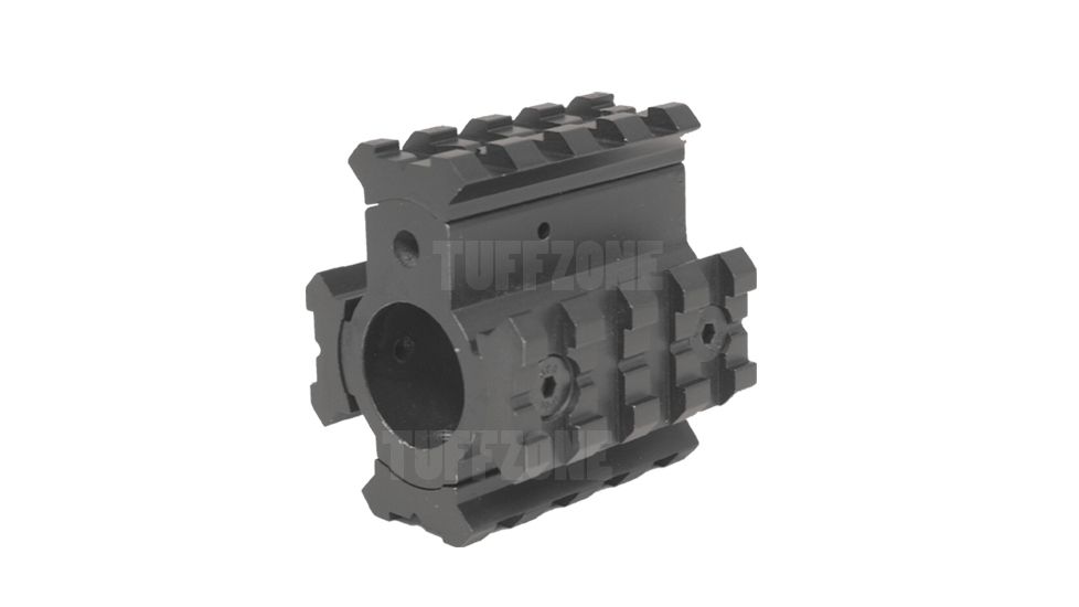 Tuff Zone Gas Block w/ Detachable Weaver Rails, Hard Andonized, Black, TZ-MGB4