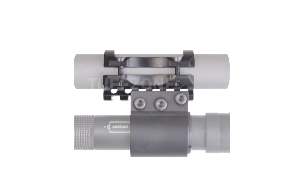 Tuff Zone Single Rail Barrel Mount, Single Weaver/Picatinny Rail, 5 Slots Each Rail, Fits Up to 22mm, TZ-M1B