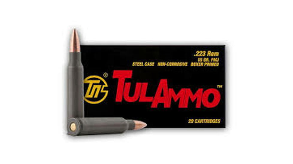TulAmmo .223 Remington 55 Grain Full Metal Jacket Steel Cased Centerfire Rifle Ammo, 20 Rounds, TA223550