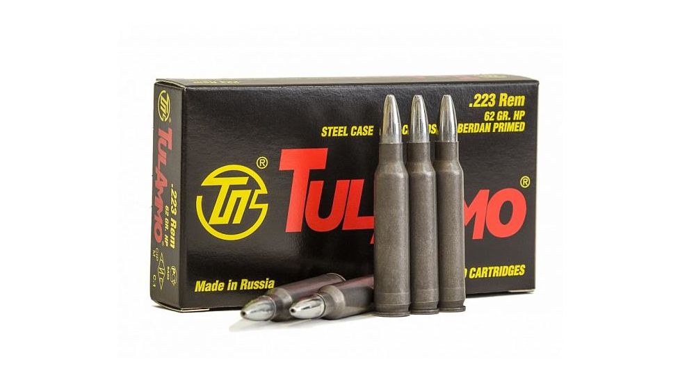 TulAmmo Ammunition, .223 Remington, 62 Grain, Full Metal Jacket, Steel Case, 20-Rounds, TA223620