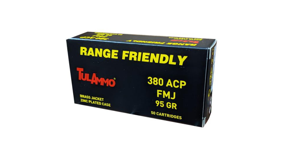 TulAmmo Steel .380 ACP 91 Grain Full Metal Jacket Zinc Coated Steel Cased Centerfire Pistol Ammo, 50 Rounds, TA380911