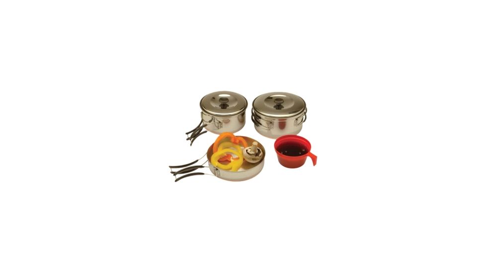 Texsport Cookware Set, 5.50" Diameter Frying Pan, 24 fl oz Pot, Lid, 20.16 fl oz Pot, 8 fl oz Measuring Cup 13430TEX