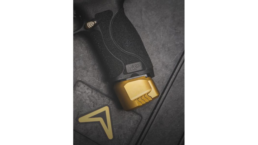 Tyrant CNC 1.0/2.0 Pistol Magazine Extension, Smith &amp; Wesson M&amp;P, 9mm, 5 Rounds, Gold, 764046030802-5RD