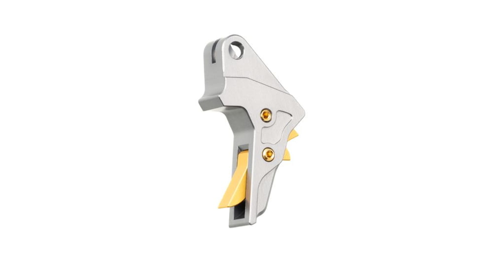 Tyrant CNC 1.0/2.0 Pistol Trigger, Smith &amp; Wesson M&amp;P 9/.40/9c/.40c, Grey/Gold, TD-MPTRIG-FSC-GREY/GOLD