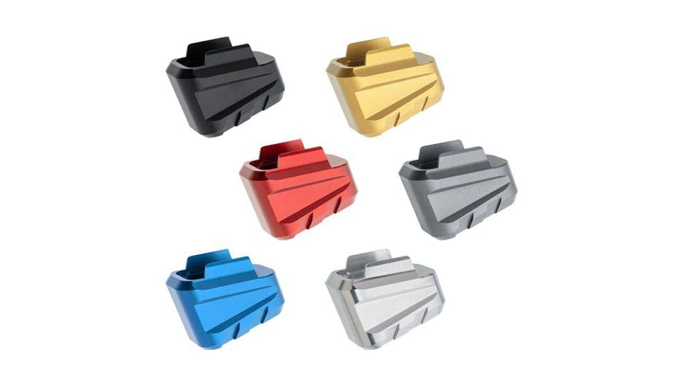 Tyrant Designs Sig Sauer P320, 15-17 Rounds Magazine Extension, Black, Blue, Gold, Grey, Machined Aluminum, Red