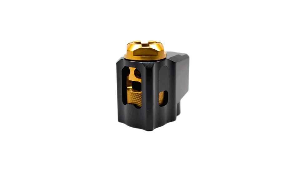 Tyrant CNC T-Comp Glock 43 Compensator, Black/Gold, TD-G43COMP-BLK/GLD