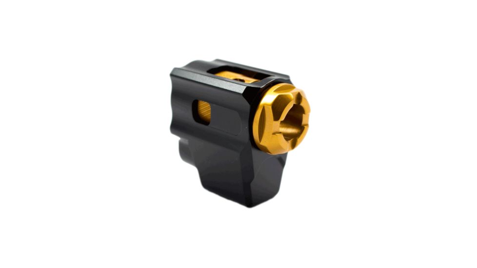 Tyrant CNC T-Comp Glock 43 Compensator, Black/Gold, TD-G43COMP-BLK/GLD