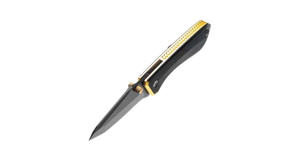 Tyrant CNC T.D.C.002 3in Folding Knife, Tanto Blade, D2 Steel, Black/Gold, TD-TDC002-Black-Gold