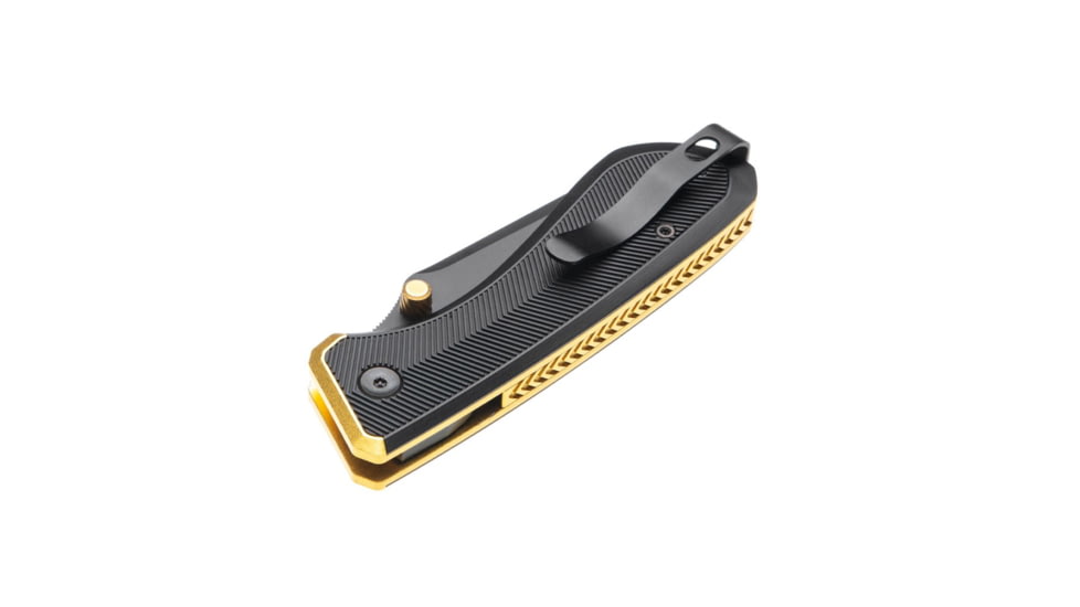 Tyrant CNC T.D.C.002 3in Folding Knife, Tanto Blade, D2 Steel, Black/Gold, TD-TDC002-Black-Gold