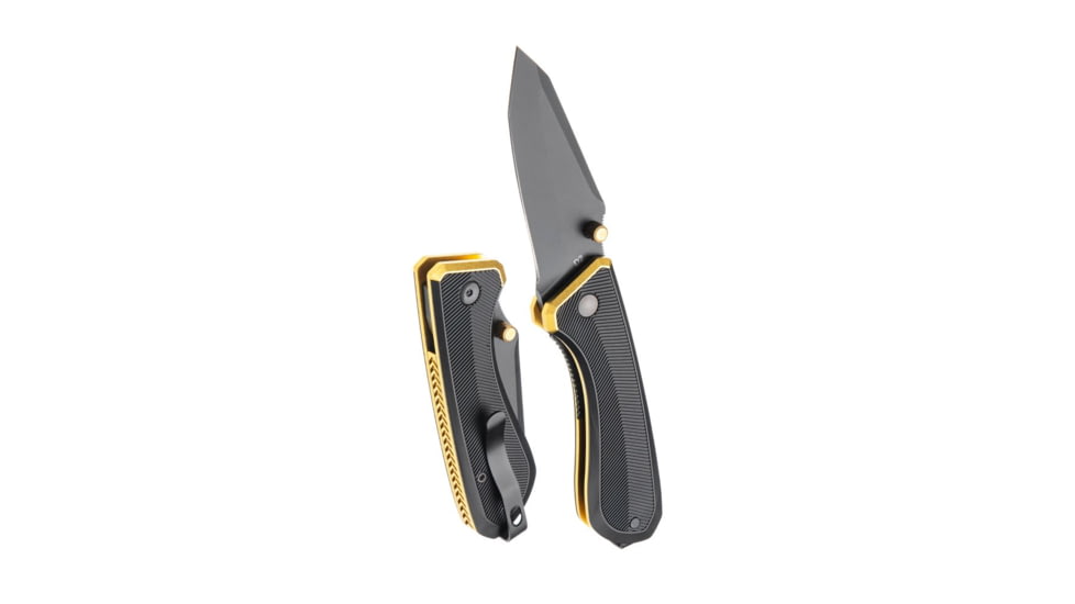 Tyrant CNC T.D.C.002 3in Folding Knife, Tanto Blade, D2 Steel, Black/Gold, TD-TDC002-Black-Gold