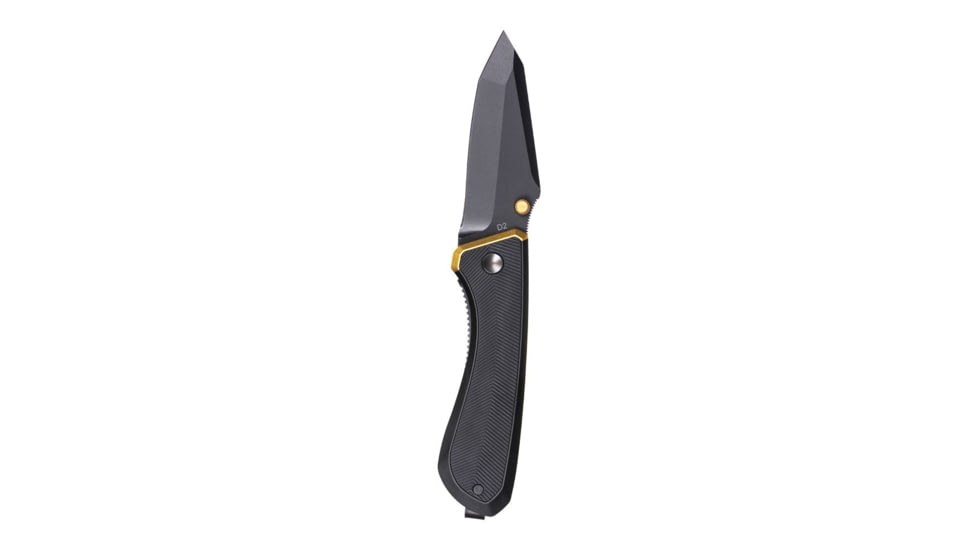 Tyrant CNC T.D.C.002 3in Folding Knife, Tanto Blade, D2 Steel, Black/Gold, TD-TDC002-Black-Gold