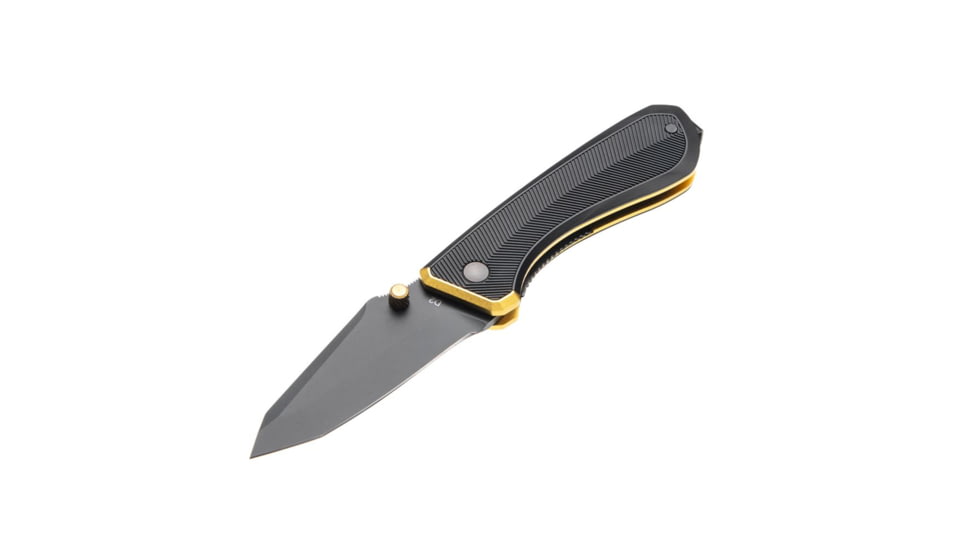 Tyrant CNC T.D.C.002 3in Folding Knife, Tanto Blade, D2 Steel, Black/Gold, TD-TDC002-Black-Gold