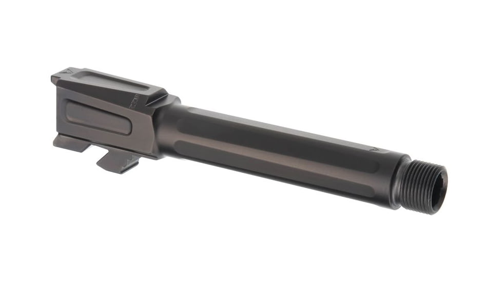 Tyrant CNC Threaded Pistol Barrel, Glock 19/19X/45, 1-10 Twist, 1/2-28 Thread, 416R Stainless Steel, Black, TD-G19BRL-TRD-Black