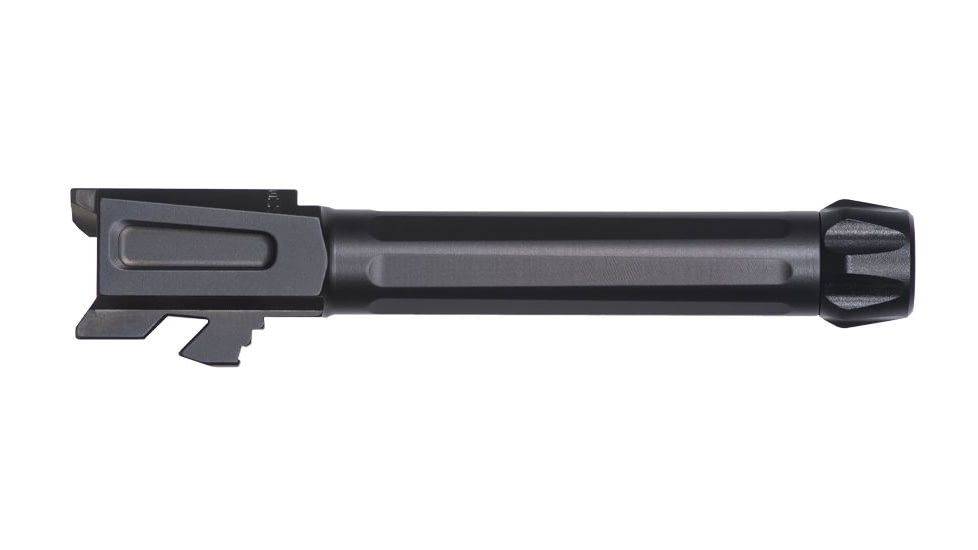 Tyrant CNC Threaded Pistol Barrel, Glock 19/19X/45, 1-10 Twist, 1/2-28 Thread, 416R Stainless Steel, Black, TD-G19BRL-TRD-Black