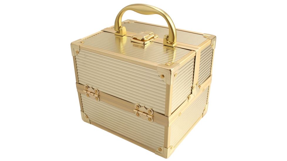 TZ Case Aluminum-Framed Compact Makeup Case, Gold, 7.5 x 6.25 x 6.25in , AB-14 GGS