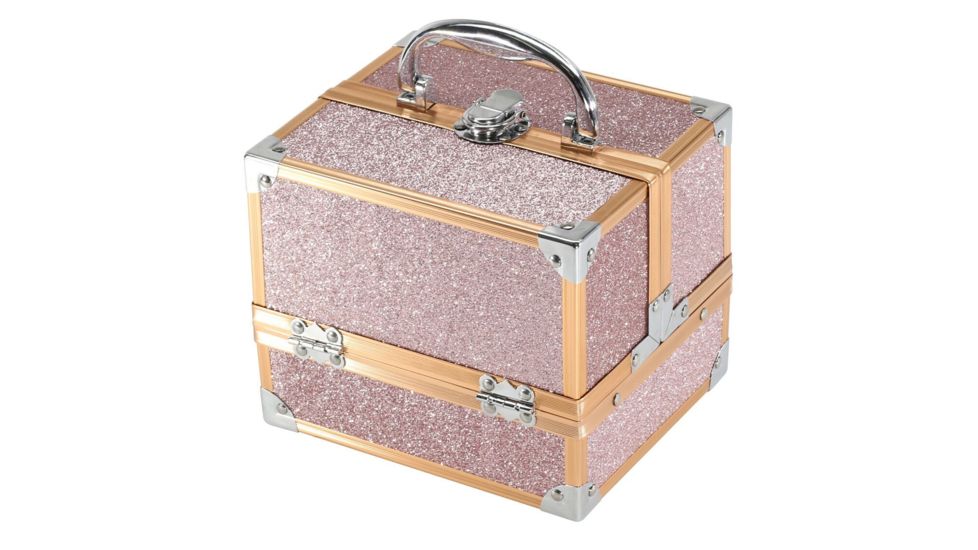 TZ Case Aluminum-Framed Compact Makeup Case, Rose Gold, 7.5 x 6.25 x 6.25in, AB-14 ROG
