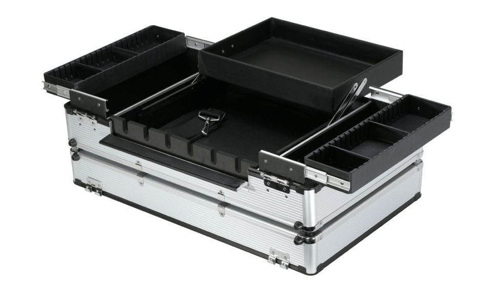 TZ Case Aluminum-Framed Deluxe Barber/Stylist Case, Silver, 24.25 x 14.5 x 6.5in , AB-455 SS