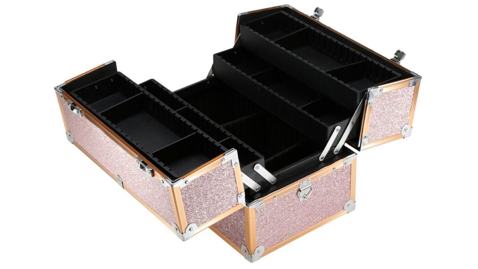TZ Case Aluminum-Framed Makeup Case, Rose Gold, 14.25 x 9 x 9.25in, AB-16 ROG