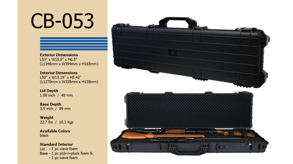 TZ Case Cape Buffalo Water-Resistant Utility Case, Black, 53in x 15in x 6.5in CB-053 B