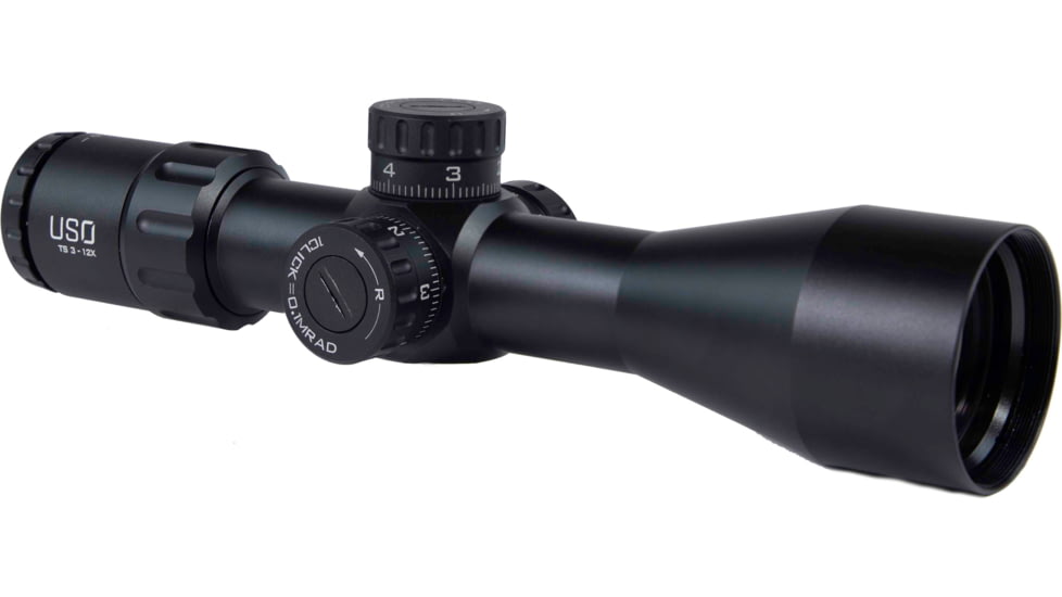 U.S. Optics 3-12x TS-12 Rifle Scope, Second Focal Plane, 30mm, Black, Small, TS-12 SFP