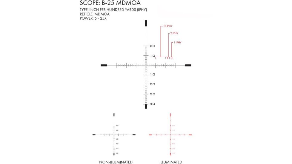 U.S. Optics 5-25x52mm Rifle Scope, w/Illuminated B-25 MDMOA Reticle, Matte Black, Medium, B-25 MDMOA