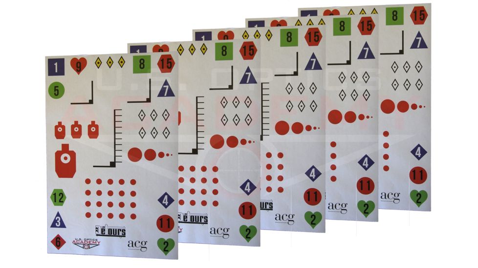 U.S. Optics Academy Training Targets, 5 Pack, White, Small, TGT-USOA-1 5 Pack