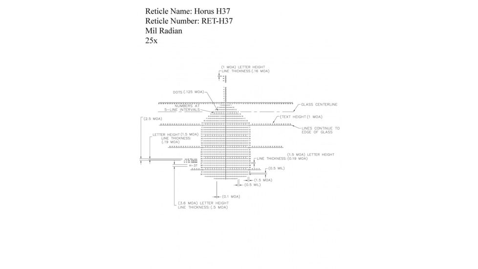 U.S. Optics B-25 5-25x52mm Rifle Scope, Digital Red FFP Horus H37 Reticle, 100 Click Elevation Knob and US#5 Windage Knob with 1/10 MIL Adjustment, Matte Black, B-25 H37