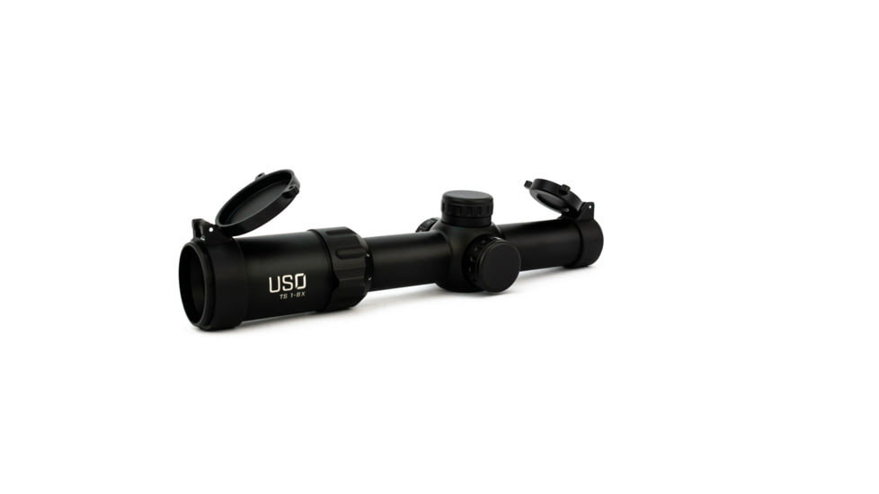 U.S. Optics TS-8X Rifle Scope, 1-8x24mm, 30mm Tube, Digital Red SFP Simple Cross Hair Reticle, Elevation and Windage Zeroing Knob with 1/2 MOA Adjustments, Matte, Black, TS-8X SFP