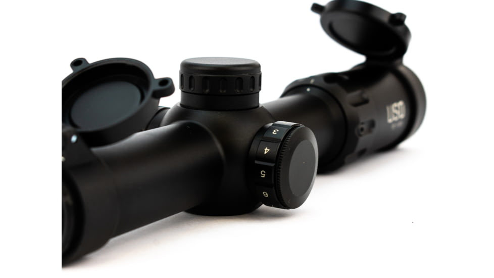 U.S. Optics TS-8X Rifle Scope, 1-8x24mm, 30mm Tube, Digital Red SFP Simple Cross Hair Reticle, Elevation and Windage Zeroing Knob with 1/2 MOA Adjustments, Matte, Black, TS-8X SFP