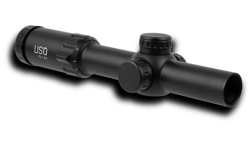 U.S. Optics TS-8X Rifle Scope, 1-8x24mm, 30mm Tube, First Focal Plane, Digital Red Illuminated JNG MIL Reticle, Matte Black, TS-8X JNG MIL