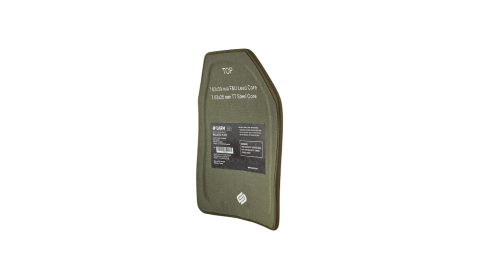 UARM SA3AU Level IIIA+ UHMWPE SAPI Armor Plate, Multi-Curved, Nylon Covered, 12.5in x 9.4in, Ranger Green, Medium, SA3AUM