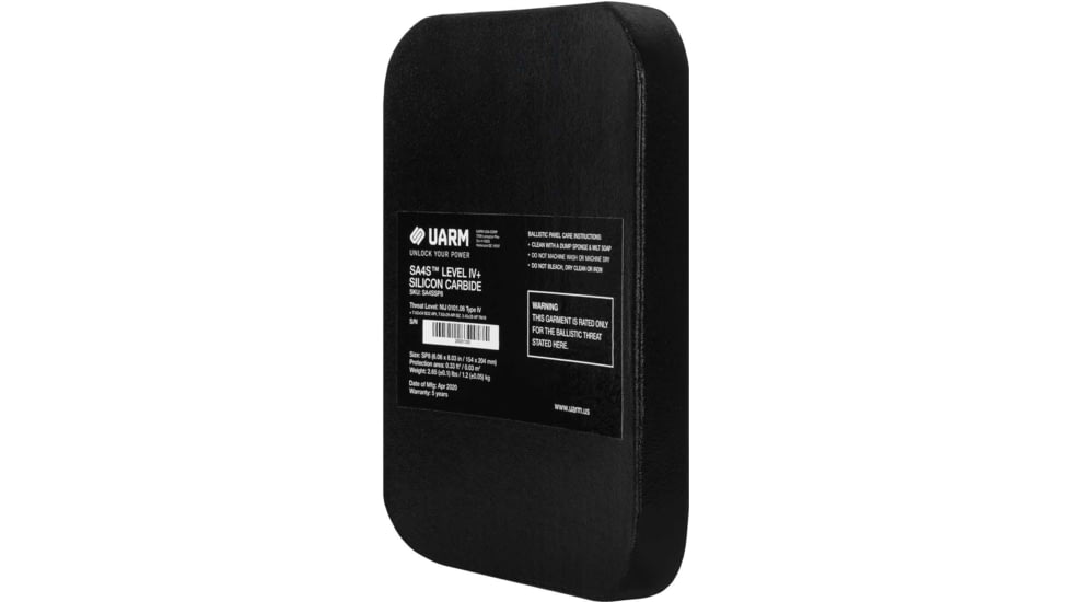 UARM SA4SSP Level IV+ Silicon Carbide Side Armor Plate, 6X8, SA4SSP82