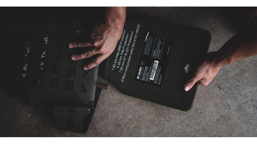 UARM SA3U Level III+ UHMWPE SAPI Armor Plate, Multi-Curved, Nylon Covered, Ranger Green, Large, SA3UL