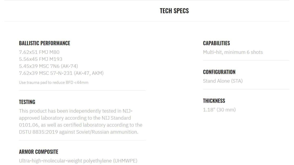 UARM SA3USP Level III+ UHMWPE Side Armor Plates, 6in x 6in, Pair, Black, One Size, SA3USP62