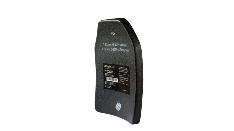 UARM SA4S Level IV+ Silicon Carbide SAPI Armor Plate, Multi-Curved, Polyurea Coated, 12.5in x 9.4in, Black, Medium, SA4SM
