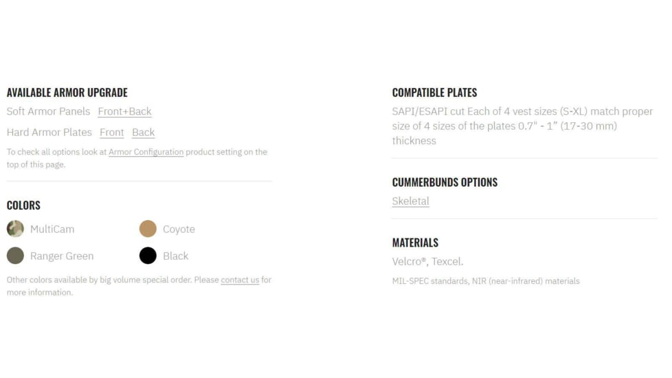 UARM WPC Weightless Plate Carrier, Skeletal Cummerbund, Multicam, S, WBPCSM-SCWBPCSM