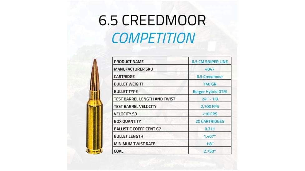 ULTIMATE AMMUNITION 6.5 Creedmoor 140Grain Hybrid OTM Centerfire Rifle Ammo, 20 Rounds, 4139