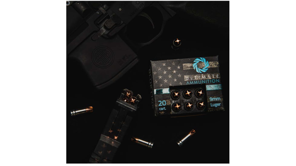 ULTIMATE AMMUNITION 9mm Luger 90Grain +P FTM Centerfire Pistol Ammo, 20 Rounds, 4023