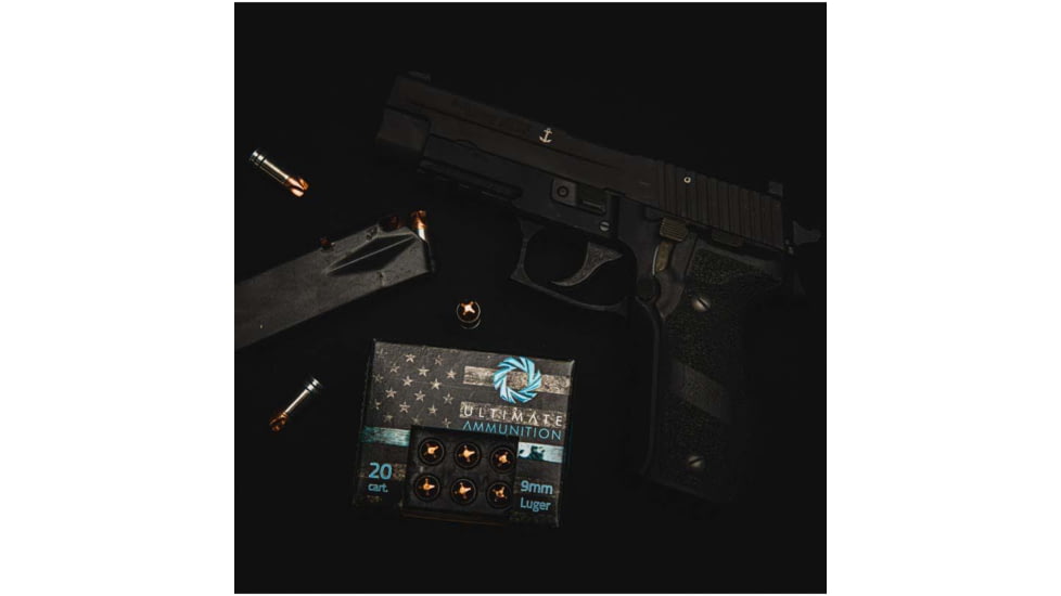 ULTIMATE AMMUNITION 9mm Luger 90Grain +P FTM Centerfire Pistol Ammo, 20 Rounds, 4023